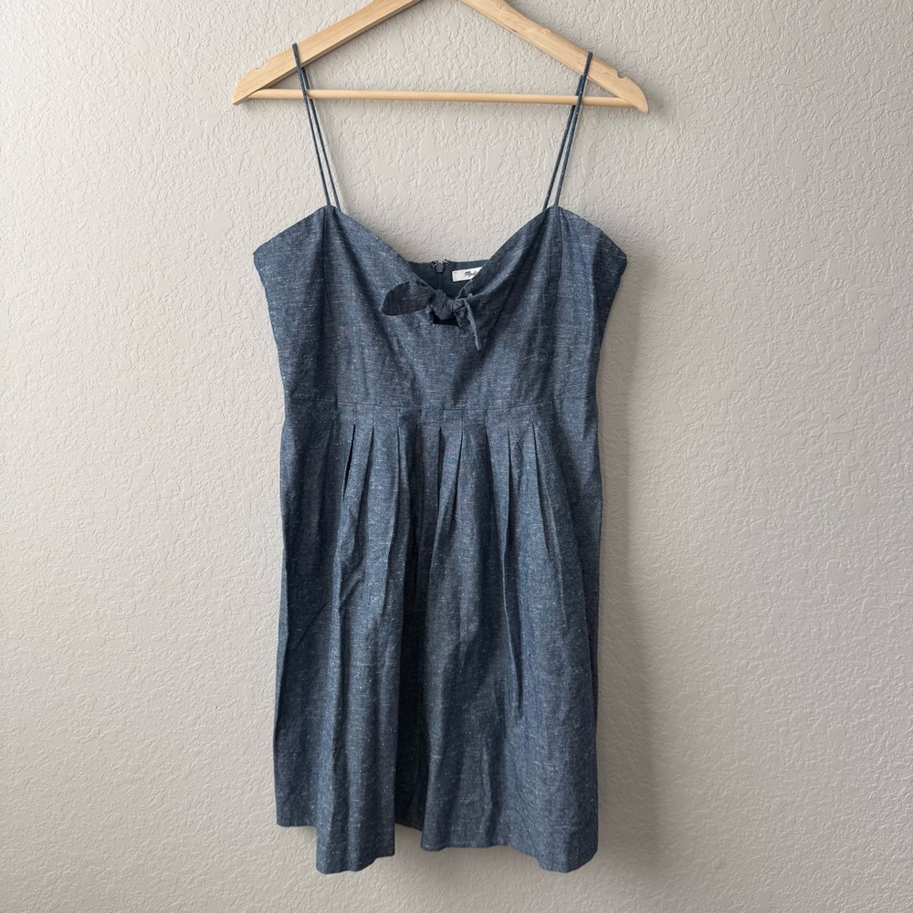 Madewell‎ Blue Cotton Dress with Bow Detail